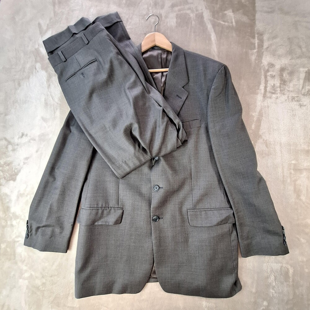 Lorenzo Latini Suit Mens 44R 36x30 Gray Wool Check Ventless 3 Button Canada